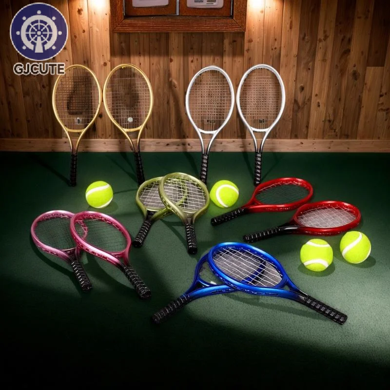Outdoor Decor Accessories, 4Pcs Sports Scene Mini Athletic Doll Sets with Tennis Racquets