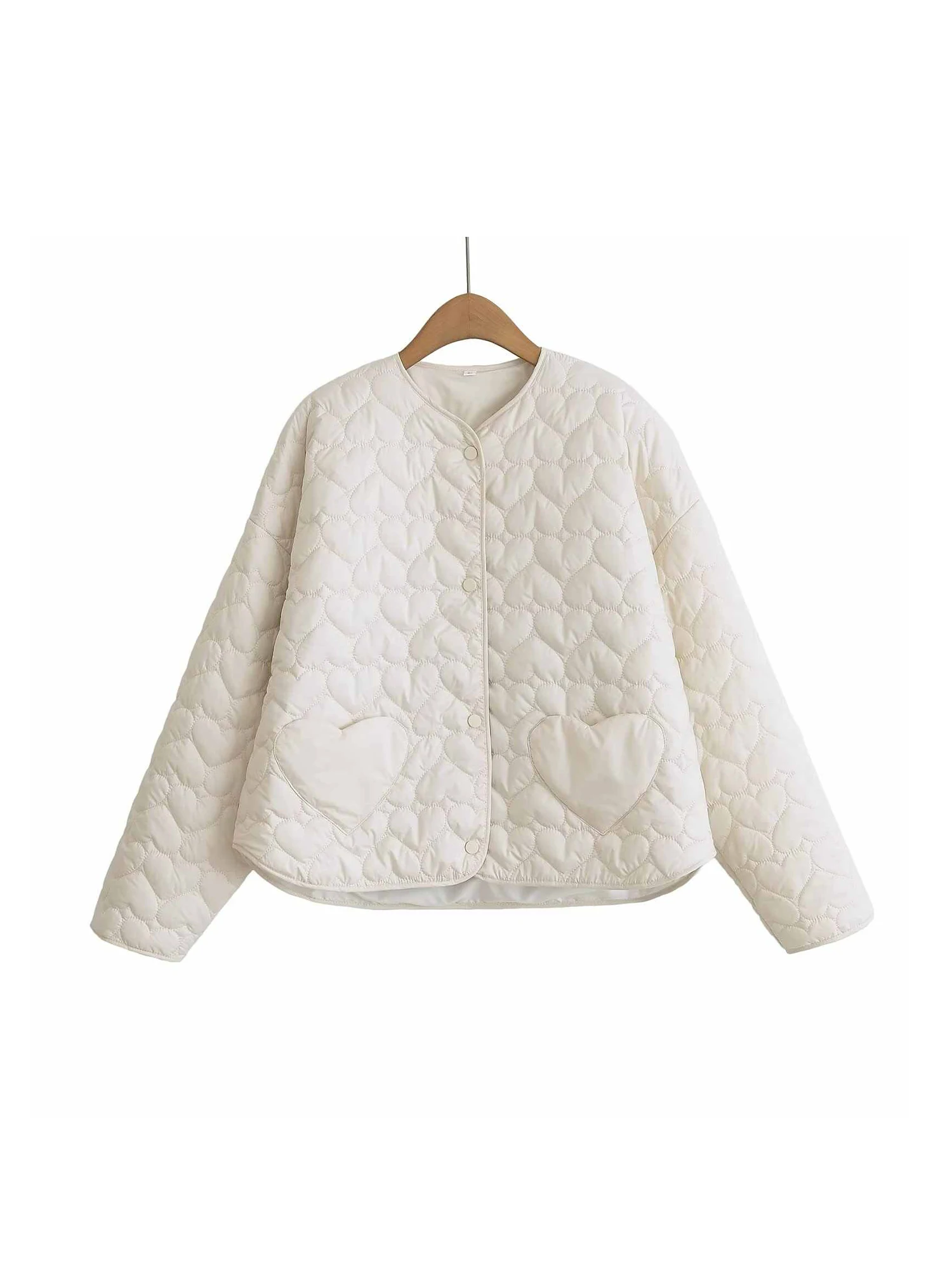 

Women White Padded Jacket Heart Pattern Parka Jacket Coats Harajuku Outerwear Vintage 2000s Winter Overcoat Fashion Clothes 2025