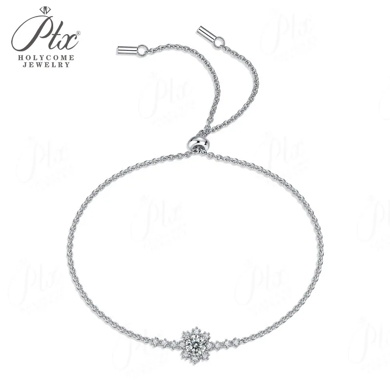 Moissanit-Armband, runder Schliff, D-Farbe, 925 Sterling Silber, klassisches Geburtstags- und Jubiläumsgeschenk, Alltagsschmuck, Holycome Schmuck. – Detail 2