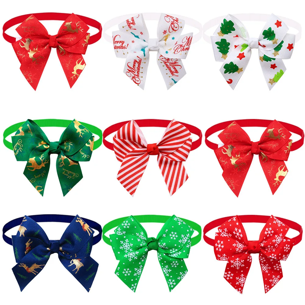50/100 Stück Winter-Hundezubehör, verstellbare Hundeschleifen, Weihnachtsparty-Hundeschleifen, Haustierpflege-Zubehör für Hunde und Katzen – Detail 5