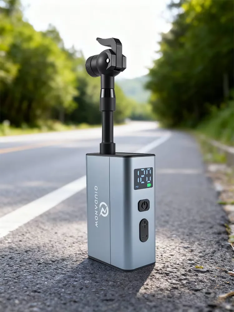 

Электрический воздушный насос QIUDANOW MINI для велосипеда, корпус из алюминиевого сплава с экраном, двойные аккумуляторы 750 мАч, тип C, клапан Presta/Schrader