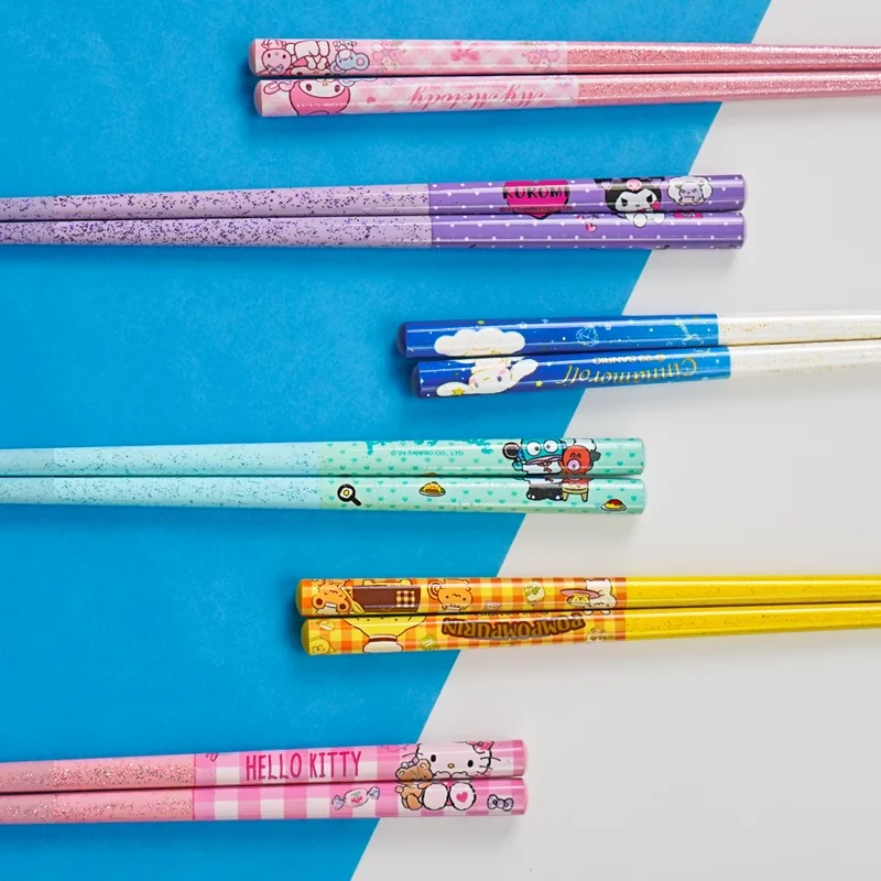 

New Hello Kitty My Melody household bamboo chopsticks Cute cartoon Girl heart High appearance Anti slip Chopsticks Tableware