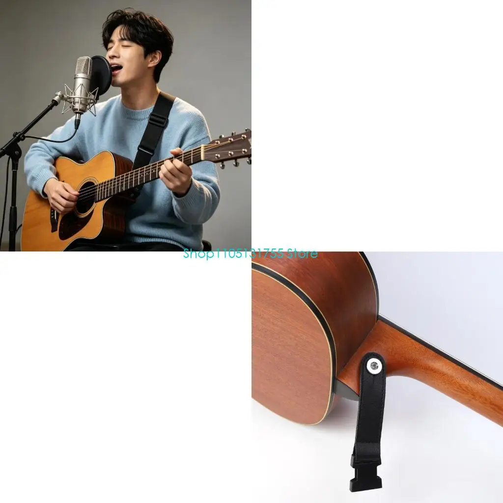K0EF Adjustable Guitar Strap with Leather Tip for Guitar Bass 2 Inch Width Comfortable Cotton Guitar Shoulder Strap