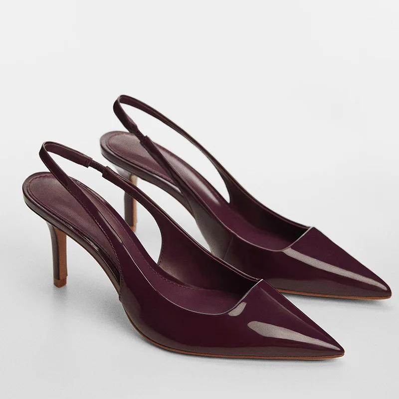 

Luxury Brand High Heeled Ladies Dress Shoes Pointed Toe Elegant Party Office Wedding Slingbacks Big Size Back Strap Women Pumps