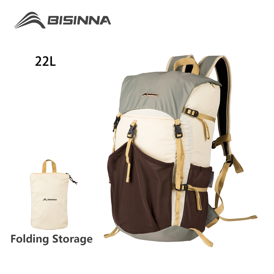  BISINNA 22L Hiking Backpack Portable Ultralight Waterproof Nylon Bag Men Women Folding Sports Pack for Camping Travel Climbing 