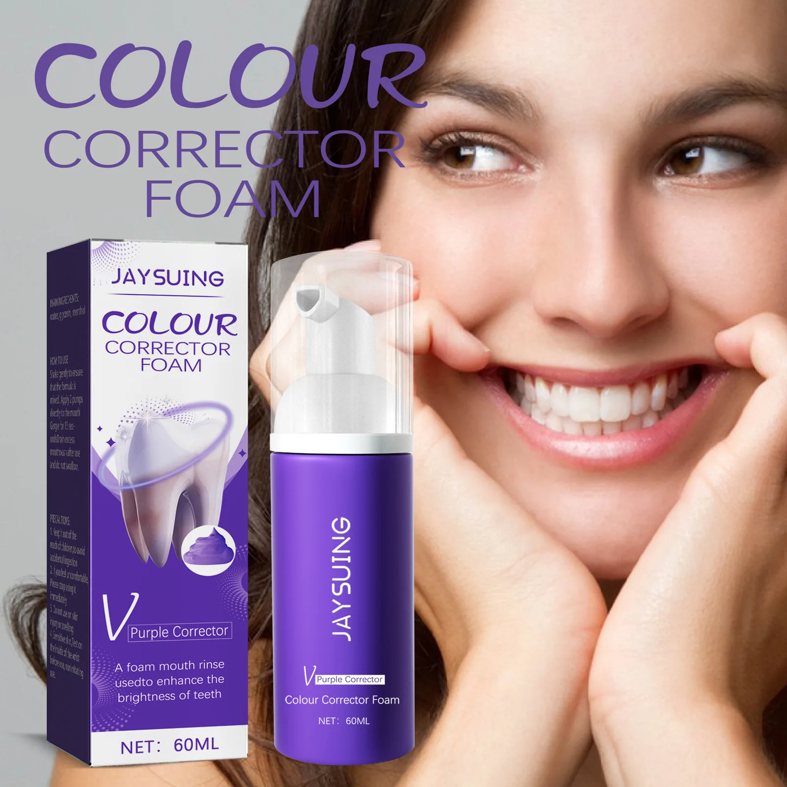 Color Corrector Mousse Toothpaste Deep Cleansing Dental Stain Reduce Yellow Remove Bad Smell Brightening Teeth Bleach Toothpaste