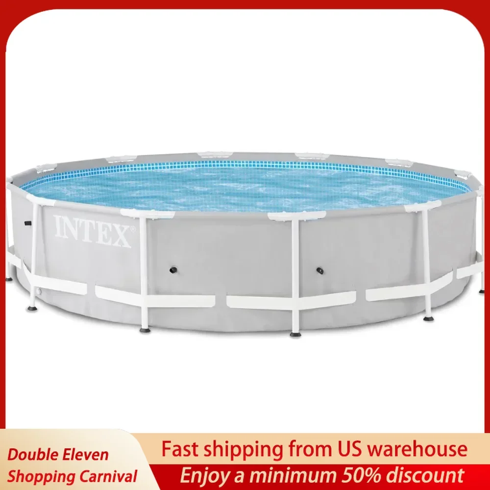 Outdoor 12 foot x 30 inch Prism frame 6-person outdoor circular above ground swimming pool,easy to set up(excluding filter pump)