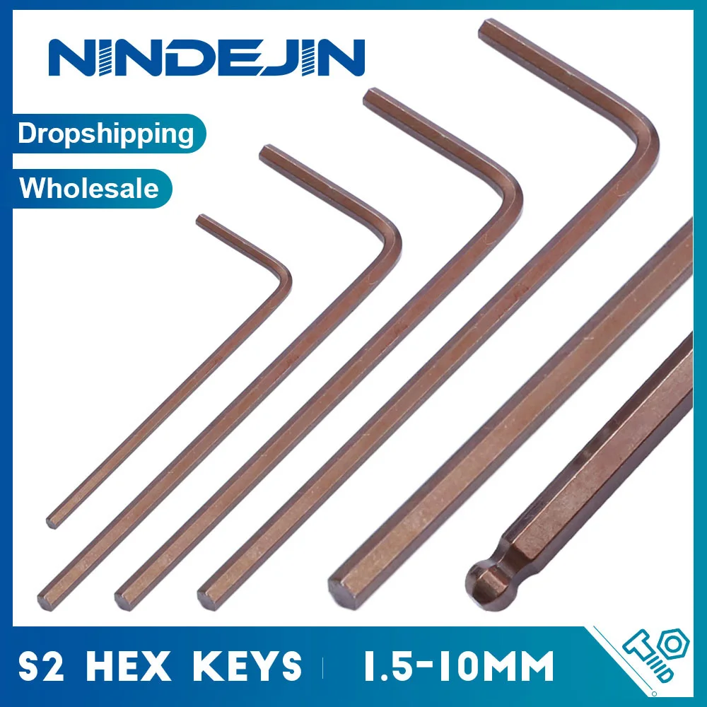 Flat Head/Ball End Hex Key Wrench 1.5 2 2.5 3 4 5mm S2 Harden L-Shape Allen Key Metric Hexagon Keys Hand Tool for Home Repair