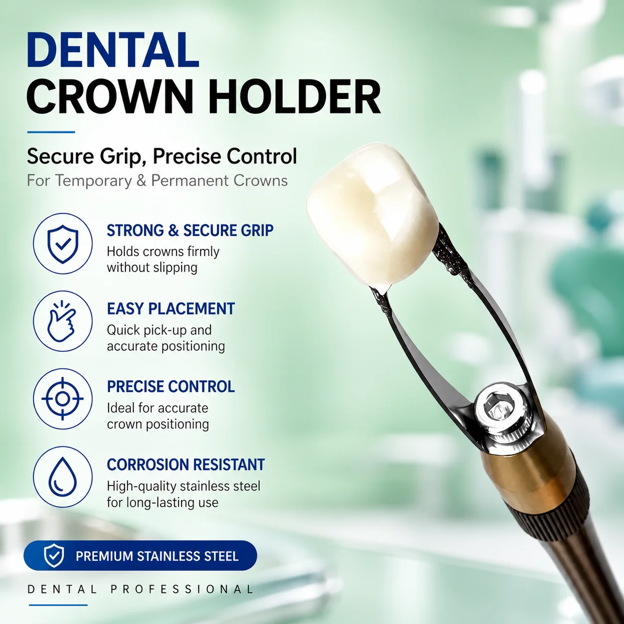 Stainless Steel Dental Crown Holding Forceps Tweezers for Veneer Crown Bridge Dental Lab Clinic Tooth Restoration Instruments