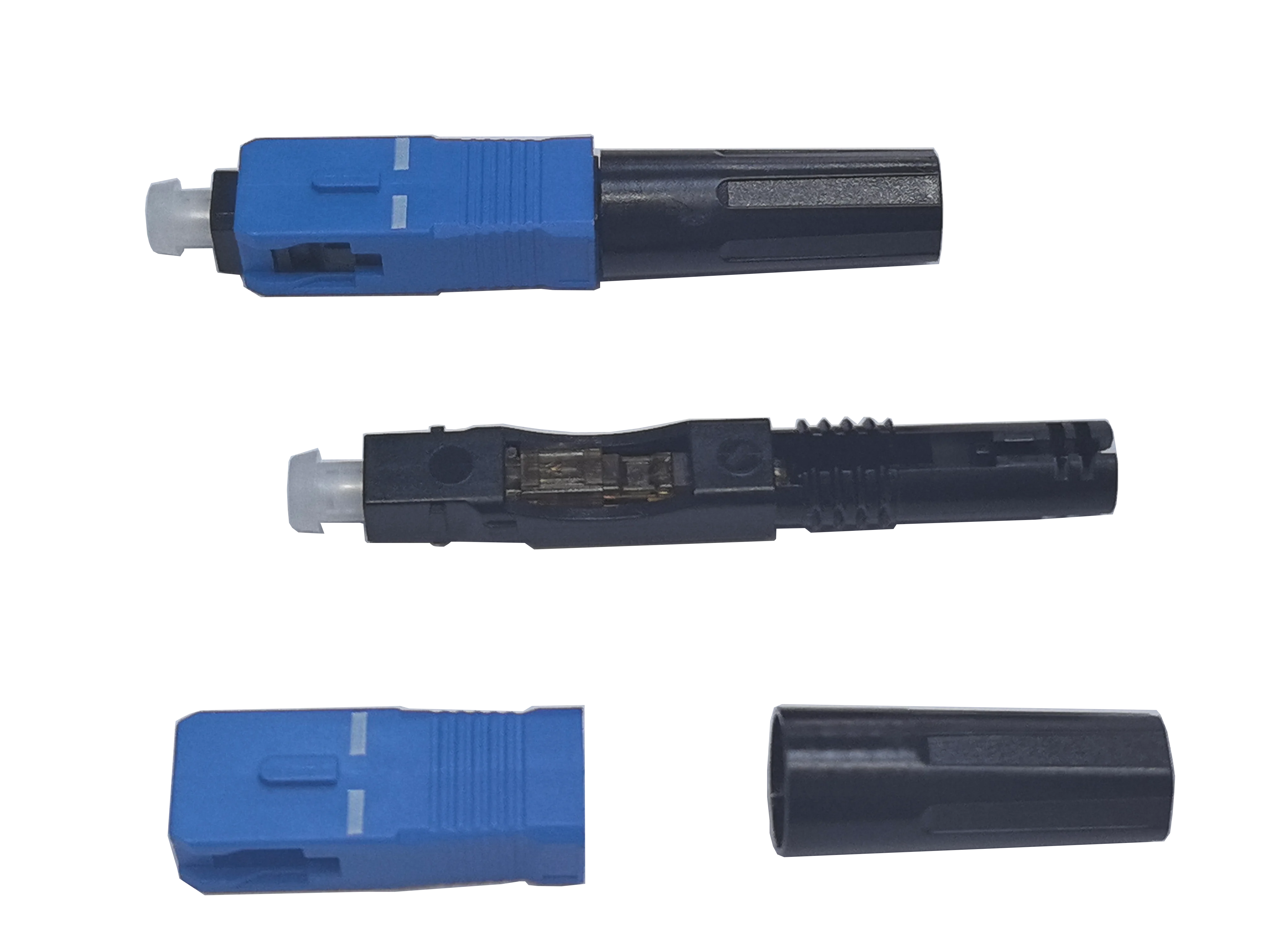 Conector rápido de fibra óptica SC UPC com luva de cerâmica, baixa perda de 0,2dB para centro de dados FTTH, ferramenta de instalação rápida 3s sem ferramentas