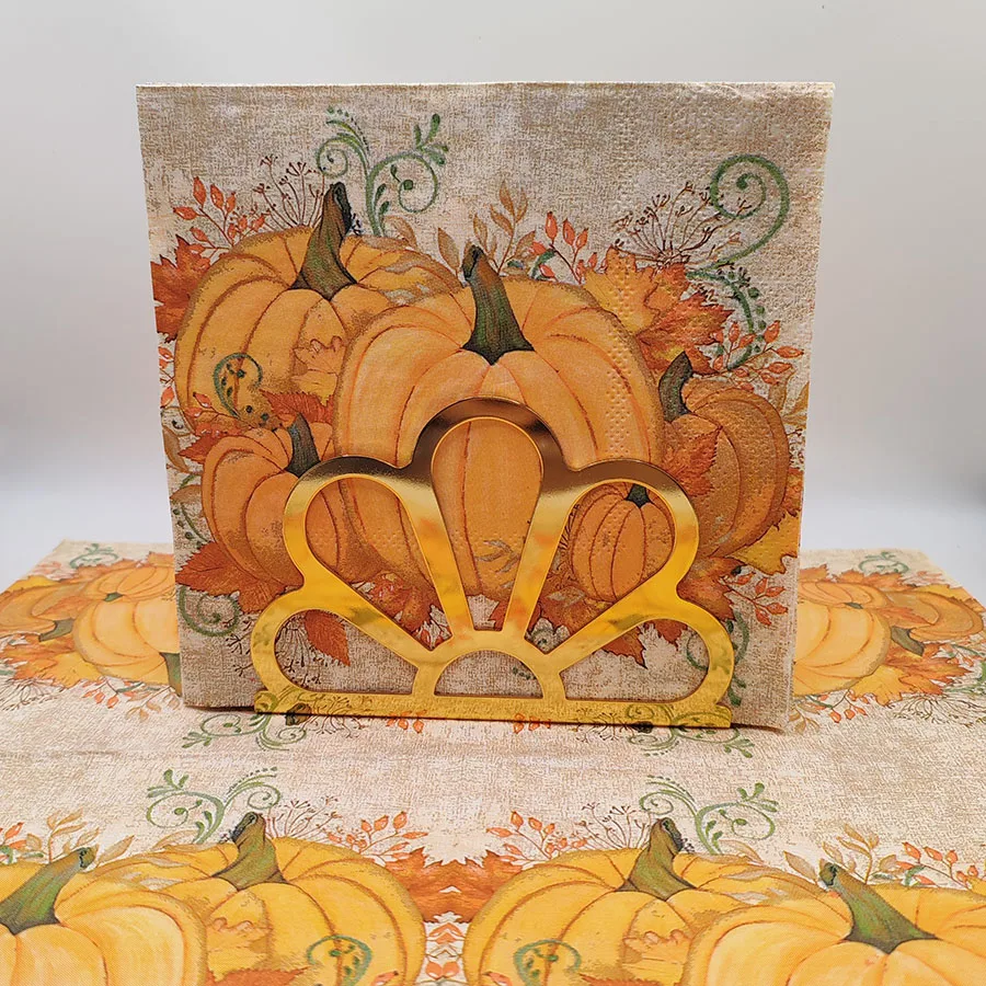 Осенние салфетки с тыквой 33x33 см — 2-слойные винтажные принты с реалистичными гуртами и виноградной лозой |   Осенний декор ужина, товары для вечеринок врожаю