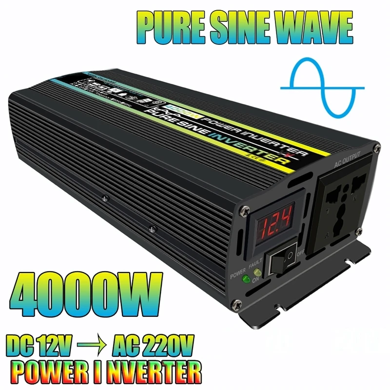 

4000W Pure Sine Wave Car Inverter Power Inverter DC12V To AC 220V 60hz Socket Converter For Car Home Outdoor Camping