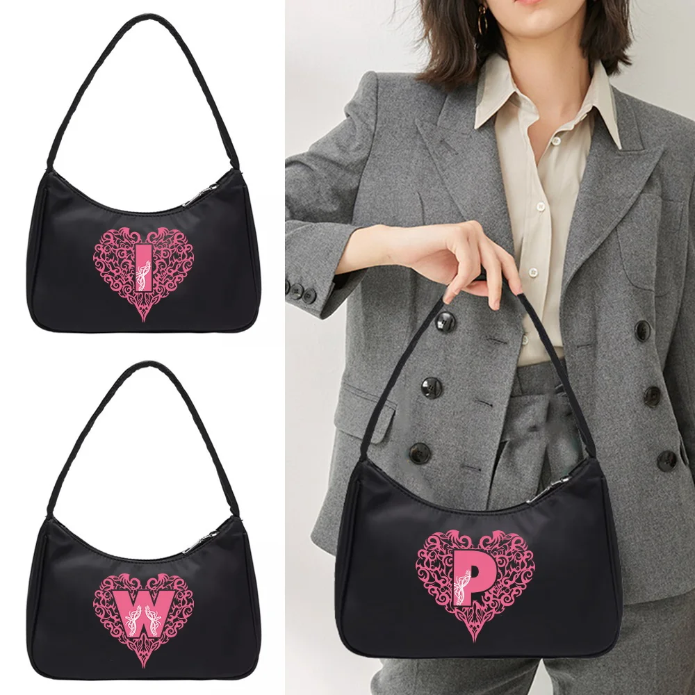 New Fashionable Minimalist Suitable for Women's Underarm Bags for Commuting Outdoor Travel Love Letter Printing Pattern