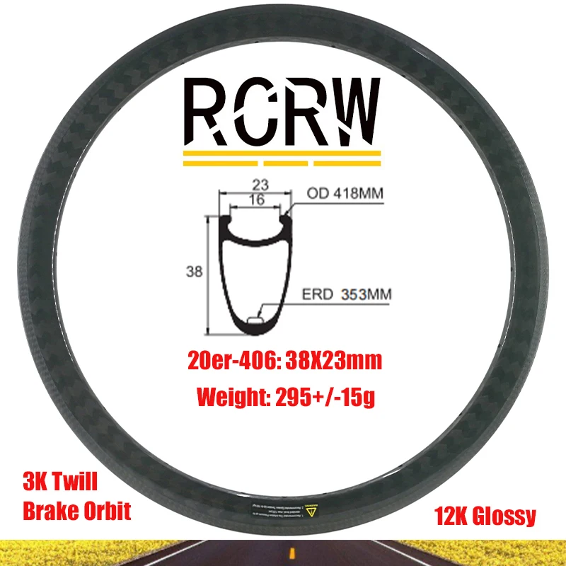 

20er 406 38x23мм дорожный 295 г углеродный обод 23 широкий 38 глубокий клинчерный 3K саржевая дорожка V-тормоз UD 3K 12K 16 18 20 21 24 28 32 36 отверстия