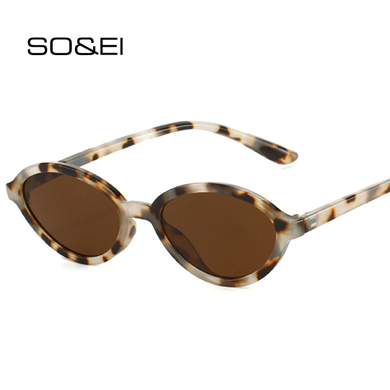 SO&EI Gafas de sol ovaladas de moda para mujer, gafas de sol Retro Punk con degradado UV400