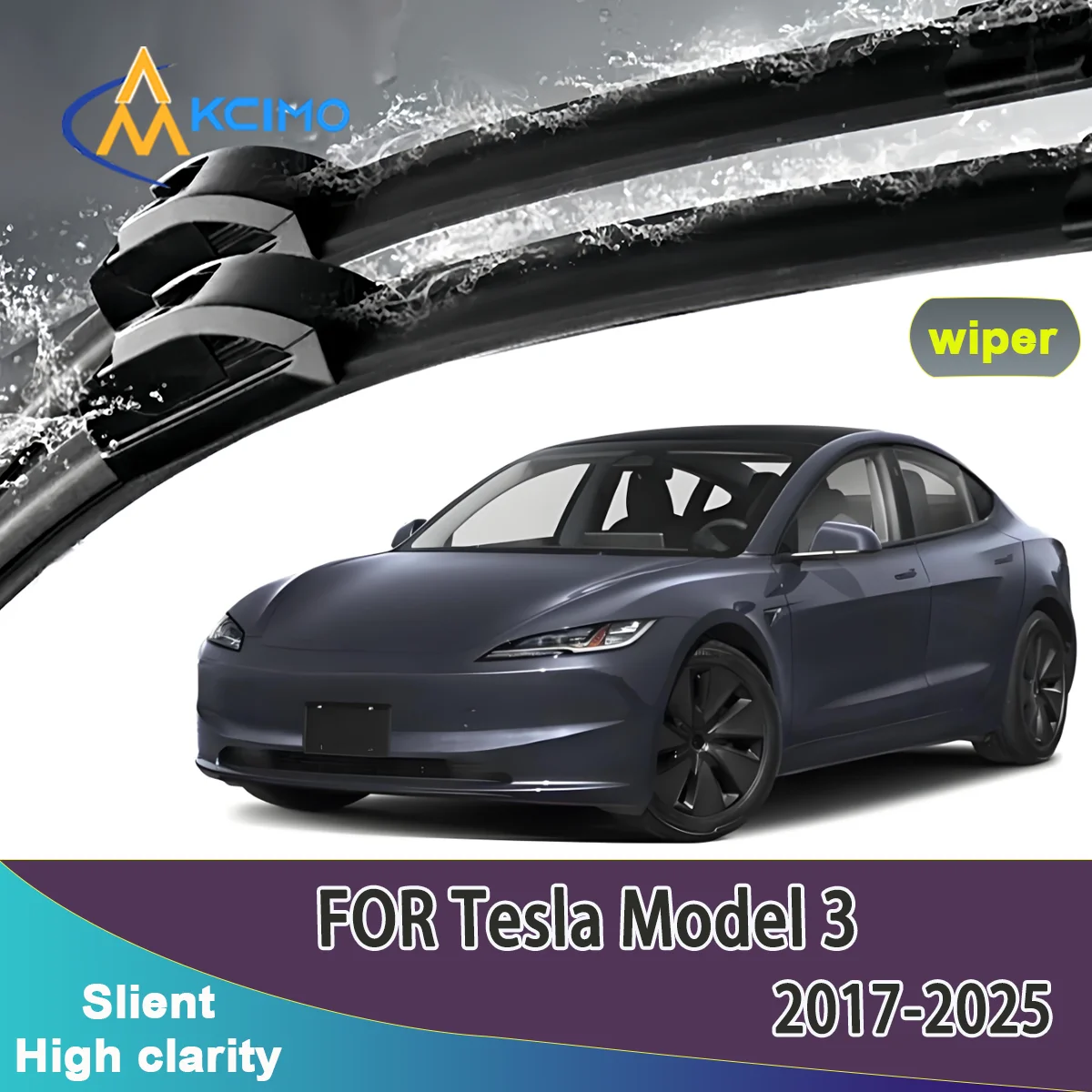 

2pcs Quality Windscreen Silent Black Car Rain Brush Suitable for Tesla Model 3 2017-2025 Front Windshield Auto Wipers Blade