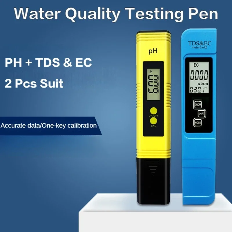 2pcs TDS PH Meter Digital Water Tester 0.01ph High Accuracy PH Meter 0-9990ppm Temperature TEMP PPM Tester