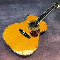 All solid wood, all solid 40 inch OM42 series, yellow glossy paint finish, acoustic acoustic acoustic guitar