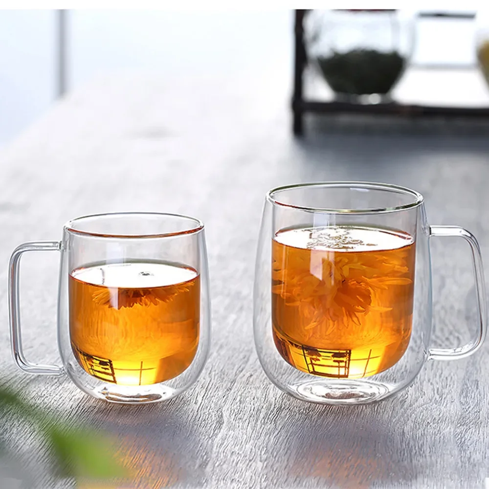 Double Wall High Borosilicate Glass Mug Heat Resistant Tea Milk Lemon Juice Coffee Water Cup Bar Drinkware Lover Gift