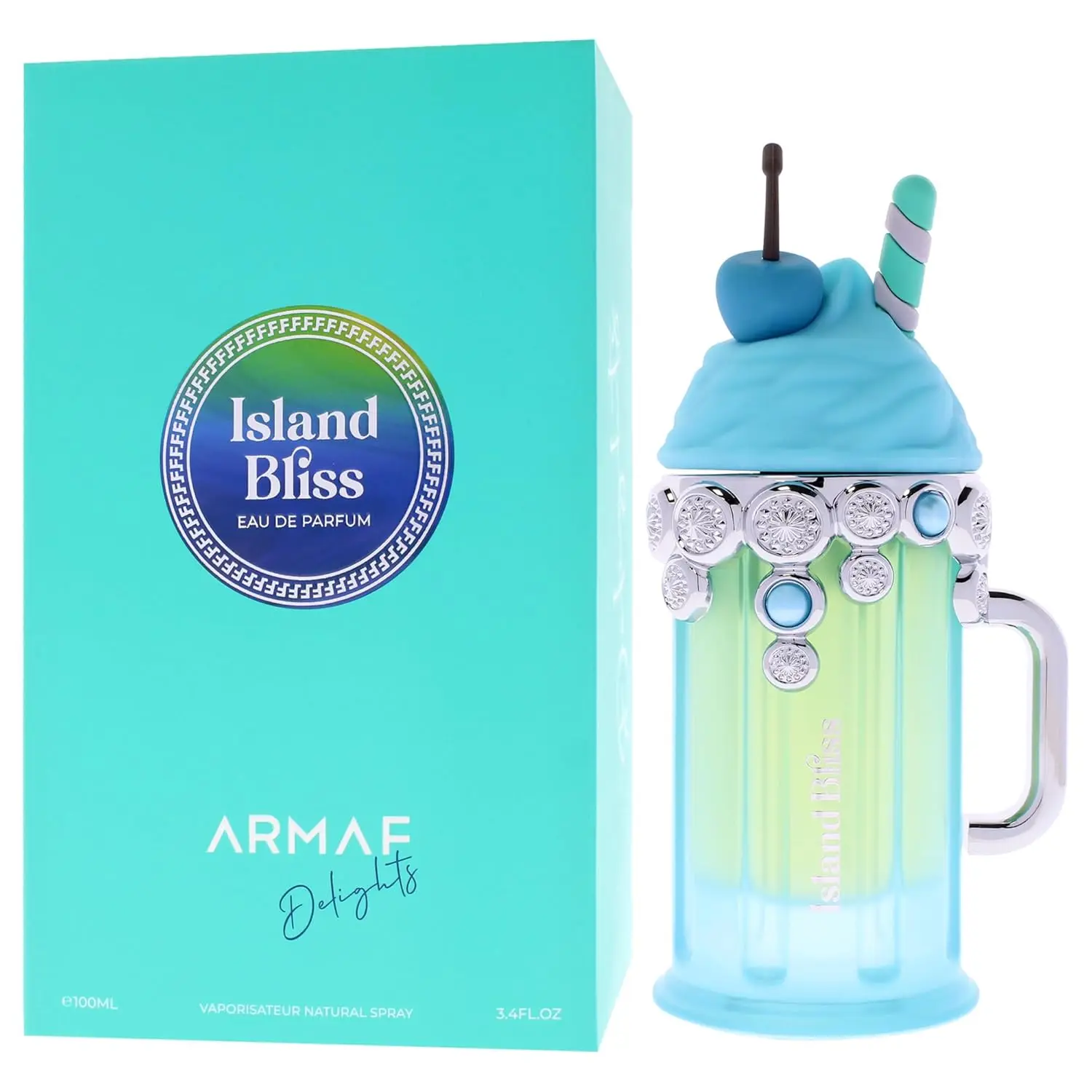 

Armaf Delights Island Bliss Мужской EDP 3,4 унции Тропический кокосовый парфюм Свежий фруктовый водный аромат