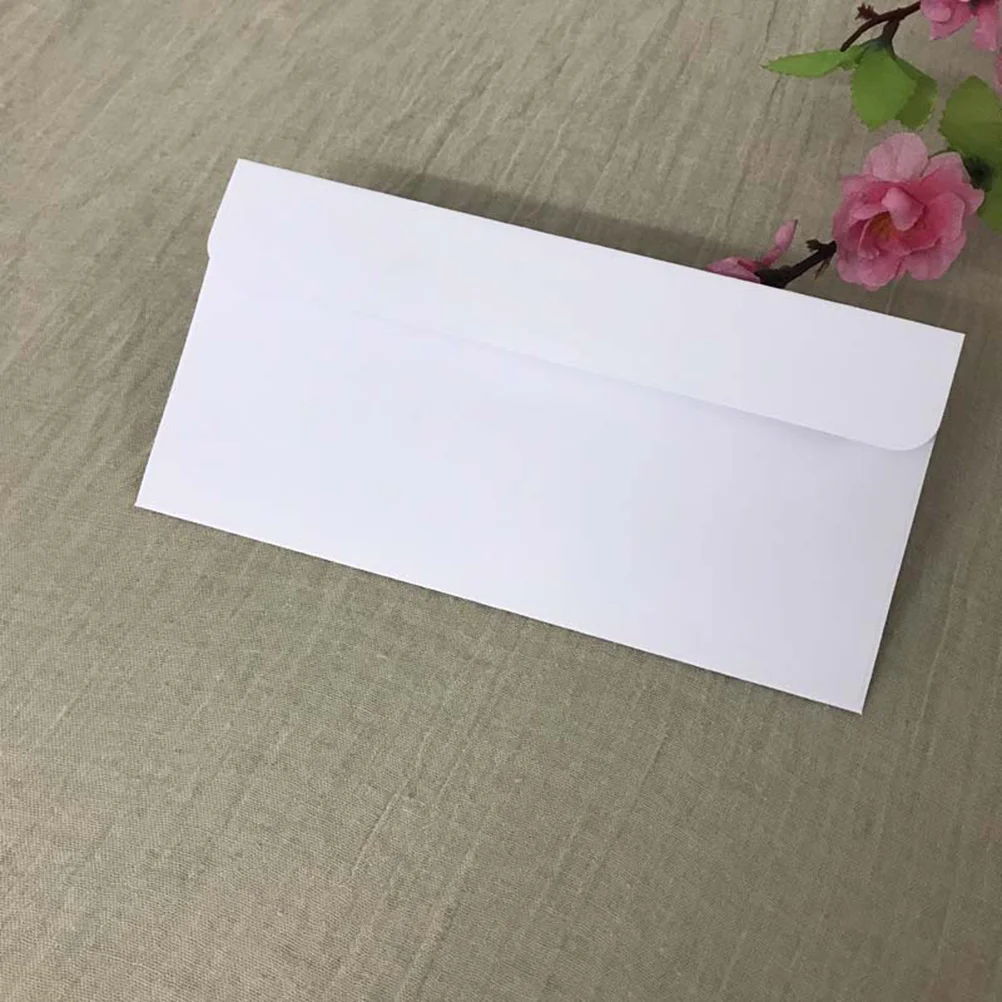 

100Pcs Pure White Envelopes Paper Material 22x11 Cm Invitation Cards Greeting Notes Wedding Party Business Mini Envelopes