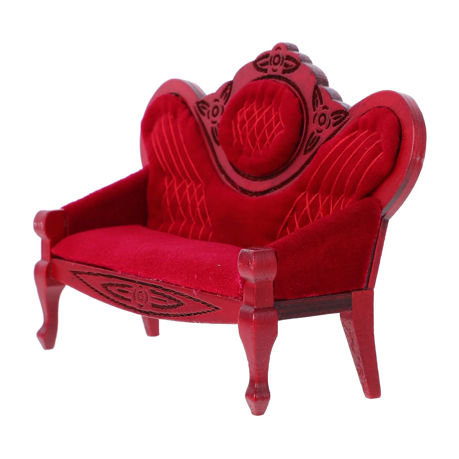 Accessories Mini Dollhouse Retro Furniture Carved Sofa Miniature Model ( Color) Couches Wood