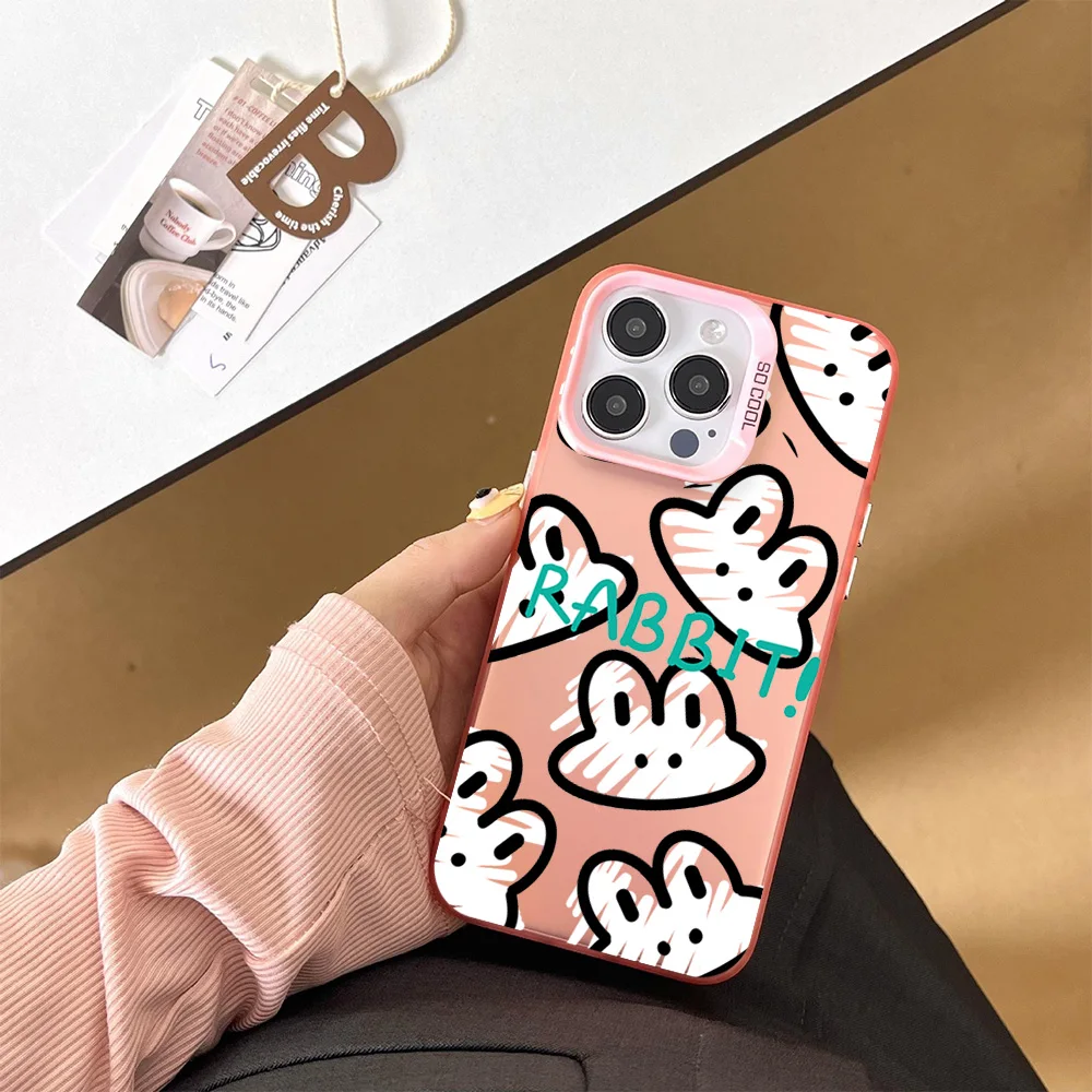 Kawaii Konijn Schattige Telefoon Hoesje Voor Samsung S24 23 22 Ultra A34 33 20S 5G 4G Laser Cover