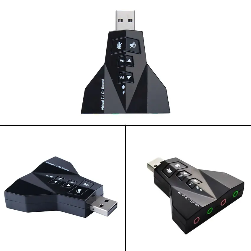 Household External Virtual USB7.1 3D Sound Audio Card Adapter Dual Microphone Dual Audio Interface Output Independent Sound Card