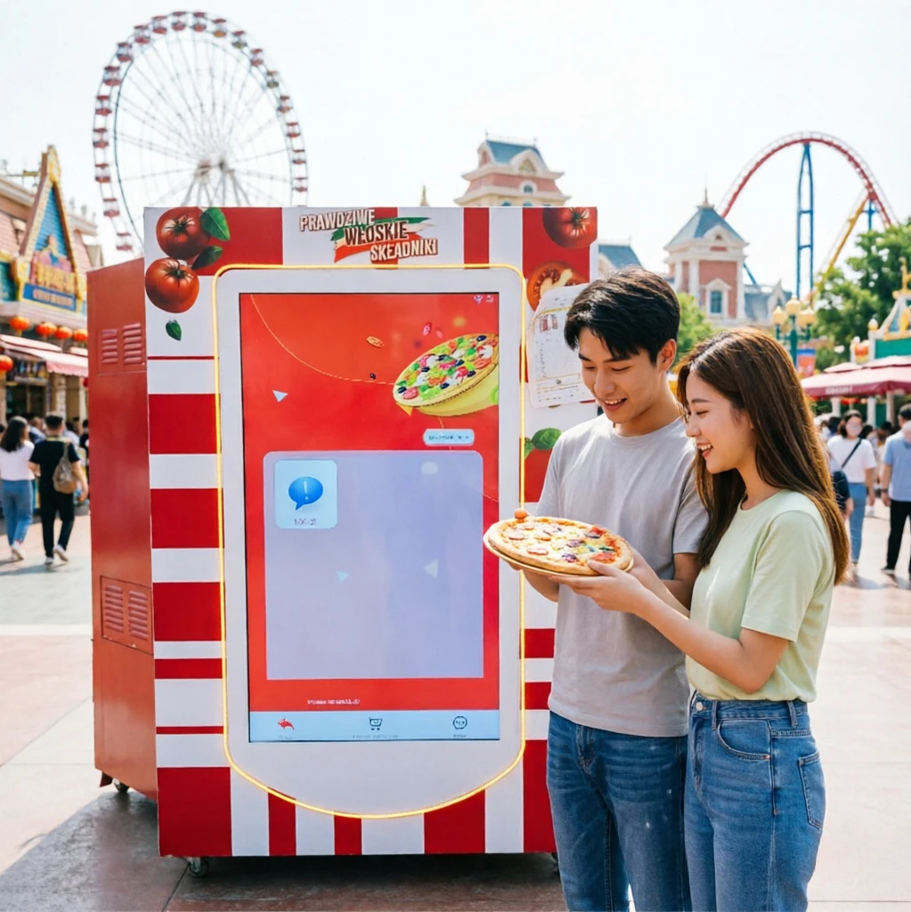 Smart Touch Screen Pizza Vending Kiosk Multi-language Staff Card Payment Remote Management Mall 24h Unmanned Export Equipment