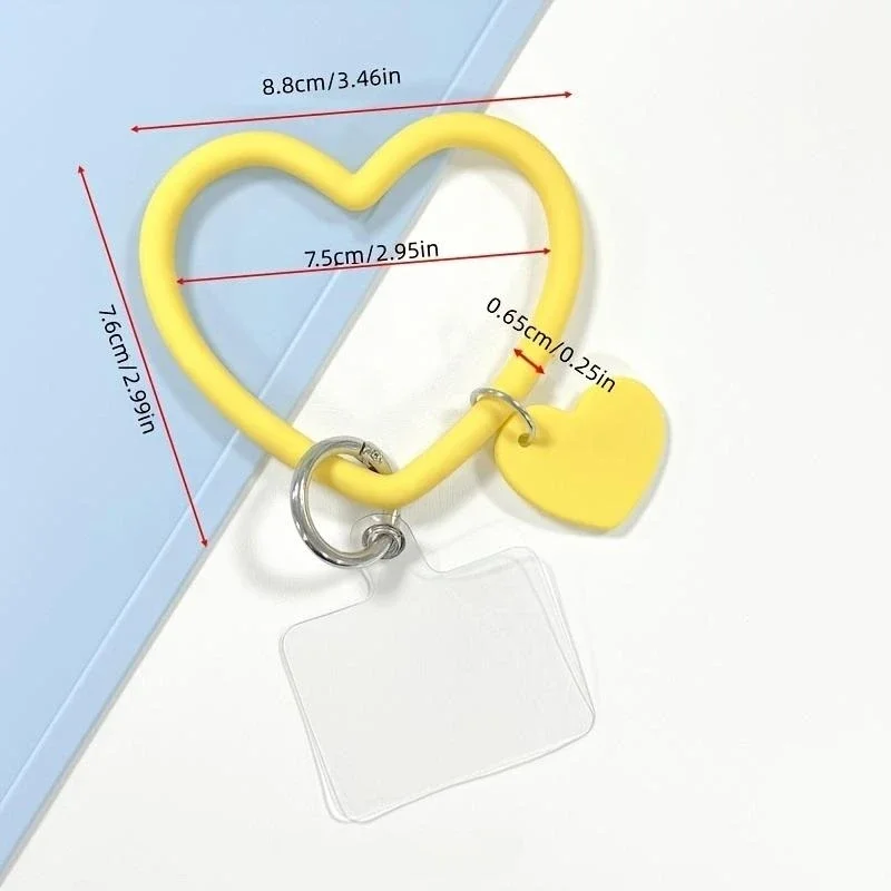 Silicone Heart Loop Cell Phone Hand Wrist Strap With Key Chain Holder - Universal Mobile Phone Straps For All Smartphones