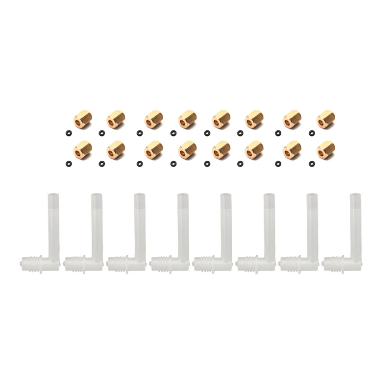 8pcs DX5 Ink damper connector For EPSON 7880 9880 7800 9800 7450 9450 7400 9400 L shape plastic ink tube fittings copper nut