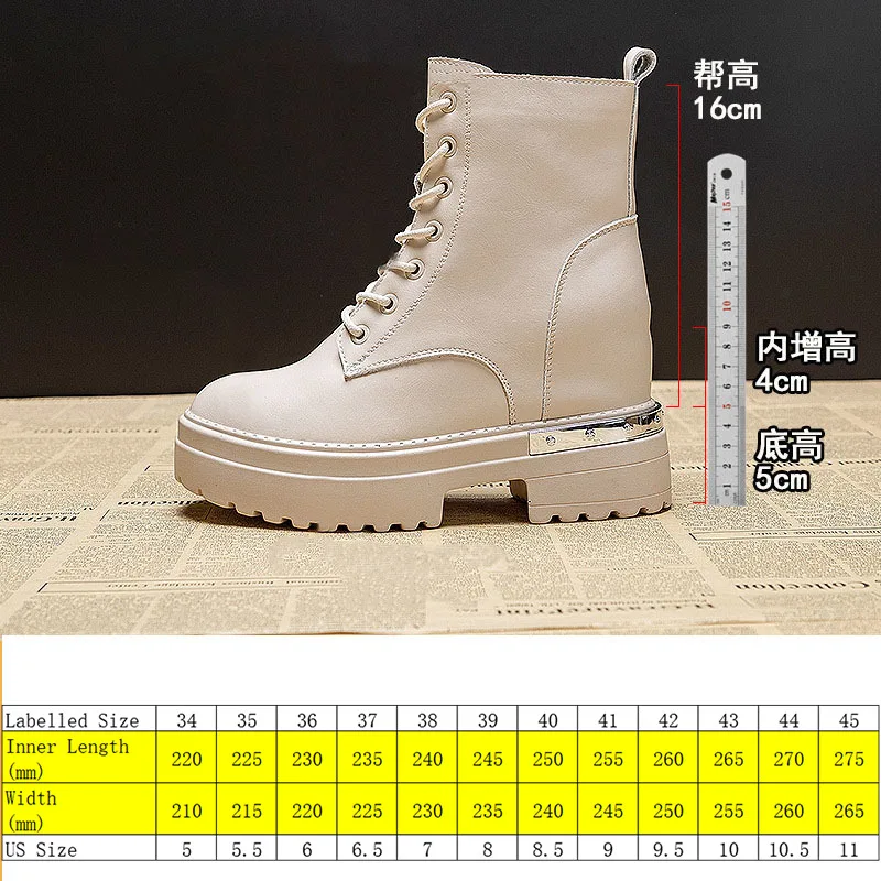 Fujin 9cm2024 Genuine Leather Autumn Winter Spring Motorcy Knight Boots Woman Zipper Cross Tied Thick Soled British Style Shoes