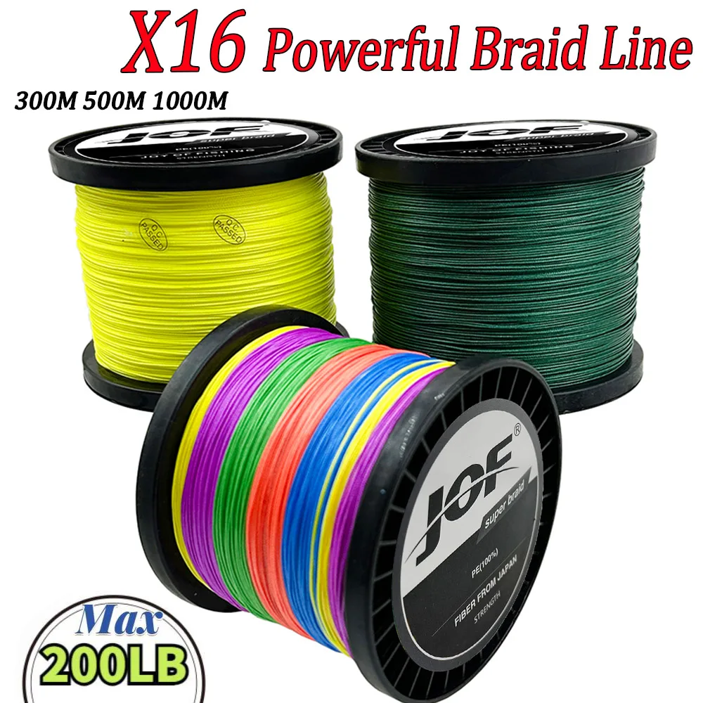 16 Strands 300/500/1000M PE Braid Fishing Line X16 Hollow Core Extreme Strong Japan Braided 20LBs-500LBs Fishing Wire Saltwater