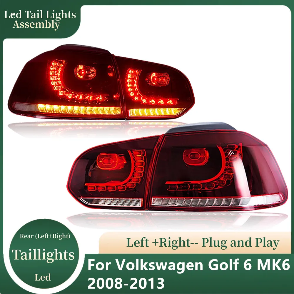 Автомобильные светодиодные задние фонари в сборе для VW Volkswagen Golf 6 R MK6 2008-2013, аксессуары, задние стоп-сигналы заднего хода, задние фонари