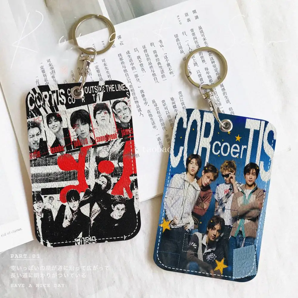 

Hot Boy Band Cortis 1Pc PU Leather Card Holder Keychain Key Ring Door Lock Access Tags ID Card Case Keychain Card