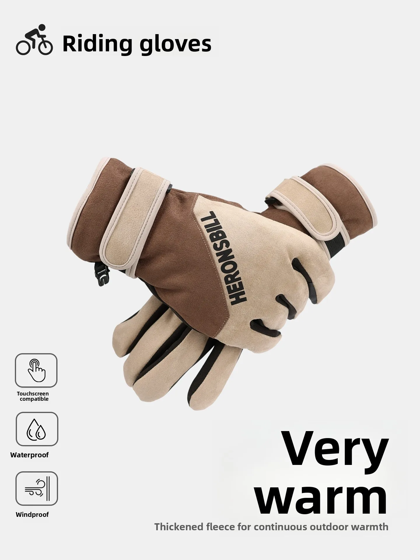 Thickened Suede Skiing Gloves for Men And Women Winter Cycling  Vehicle Warm Windproof Cold Proof Northeast Touchscreen