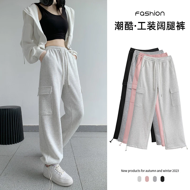 Cargo Pants Womens Dame Four-Season Cotton Tapered Urban Edgy Handsome Rock Studded Rivet Streetwear Highstreet Embroidery Y2K