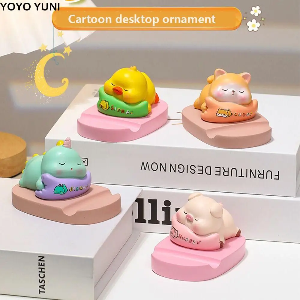 

Resin Doll Doll Mobile Phone Stand Support Pig Animal Phone Holder Duck Figurine Model Phone Bracket Creative Gift