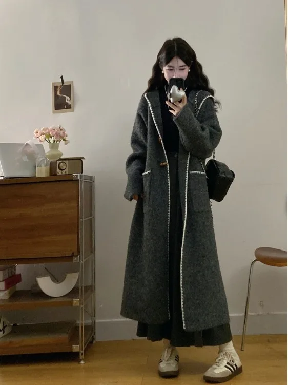 

plus Size Knitted Long Coat Dr Women's Autumn Winter New Sle Loose Knitted Button up Casual Faion Korean Sle Coat