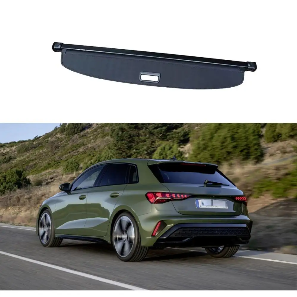 

Black Canvas Rear Trunk Shade Retractable Cargo Cover for Audi A3 2024