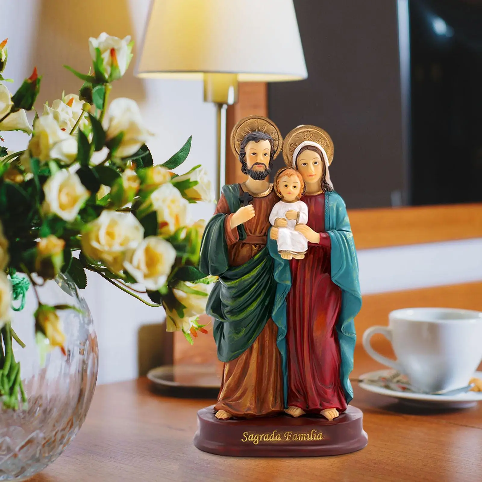 Holy Family Statue Jesus Figurine Craft Sculpture for Home Table Living Room