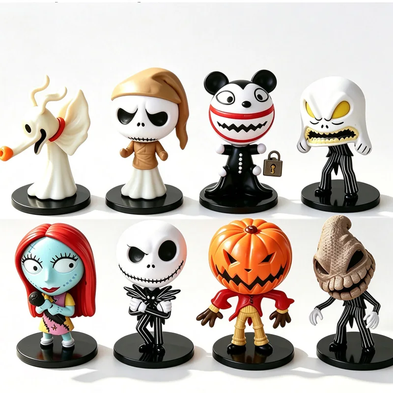 8 Figuras de Acción de Pesadilla Antes de Navidad, Jack y Sally, Juguetes Coleccionables, Decoración para el Hogar de Halloween, Regalo de Cumpleaños