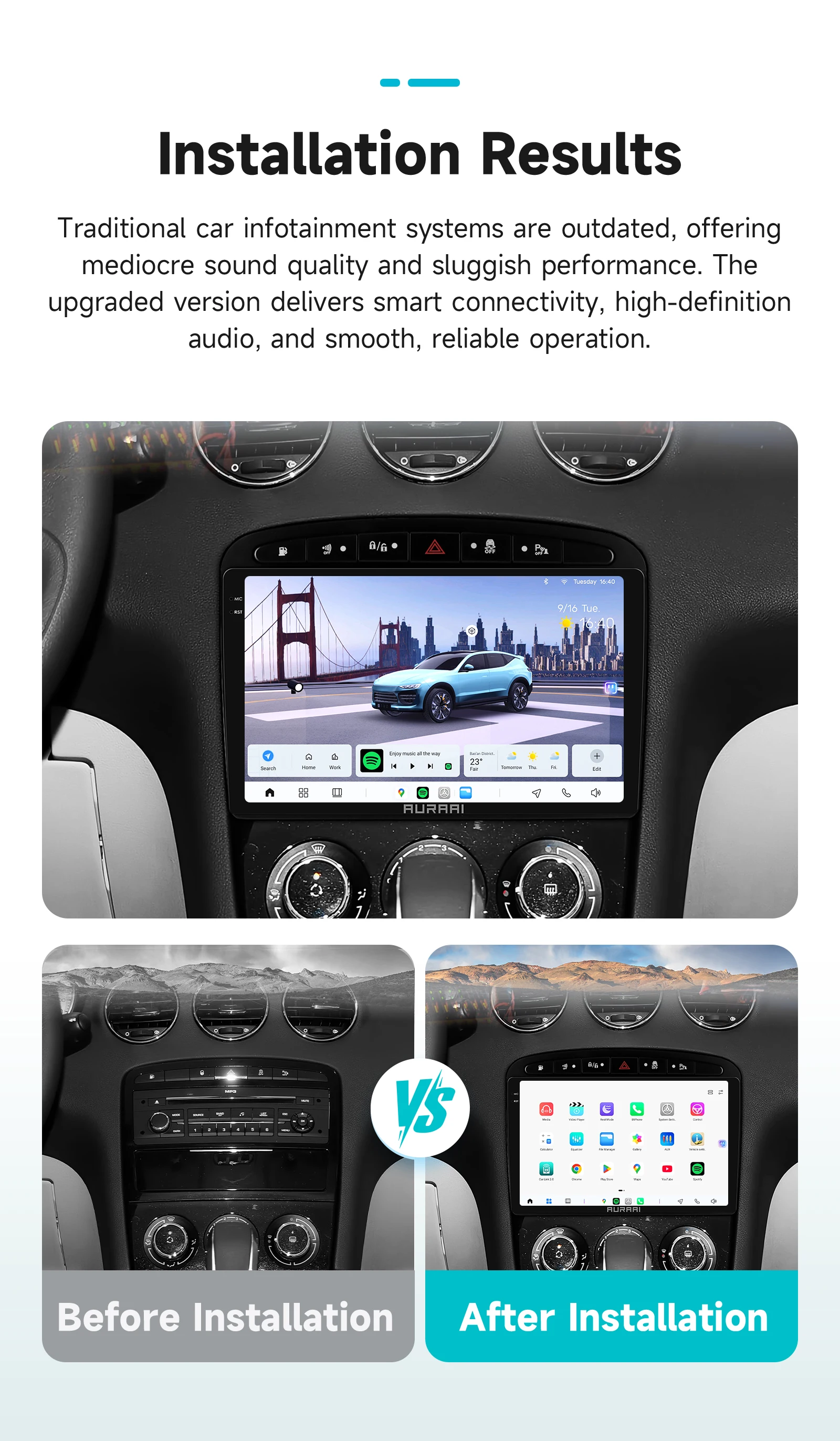 OSSURET Android Snapdragon de 8 núcleos Carplay para Peugeot 408 1/ Peugeot 308 308SW1/ RCZ, sistemas inteligentes para automóvil, GPS, multimedia