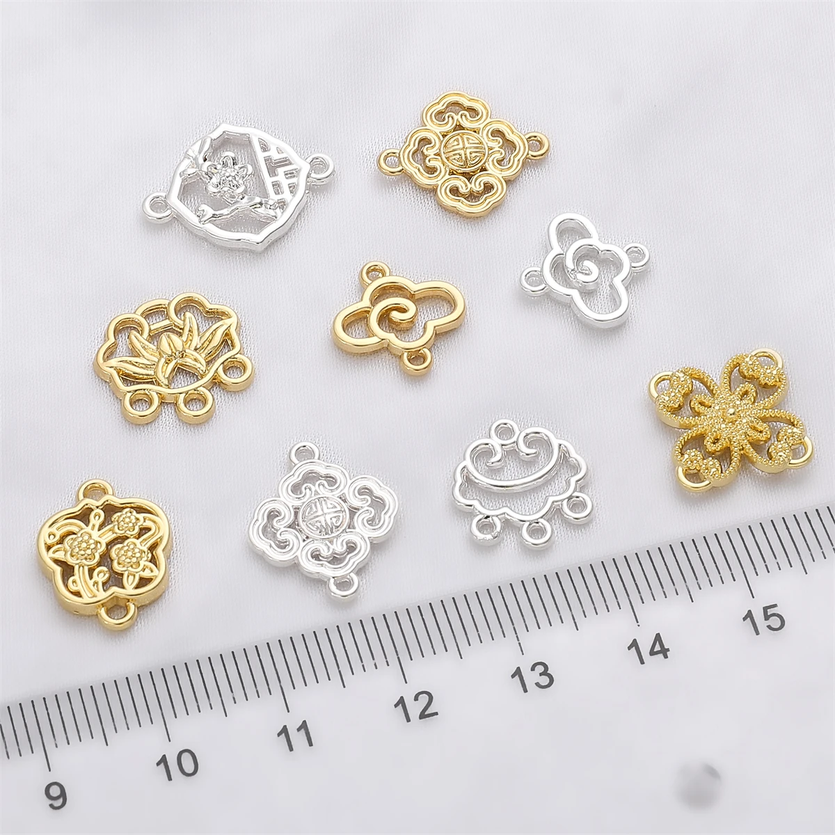 1Pcs 14K Gold Plated Silver Metal Charms Connector For DIY Jewelry Making Findings Earrings Pendants Handmade Accessories