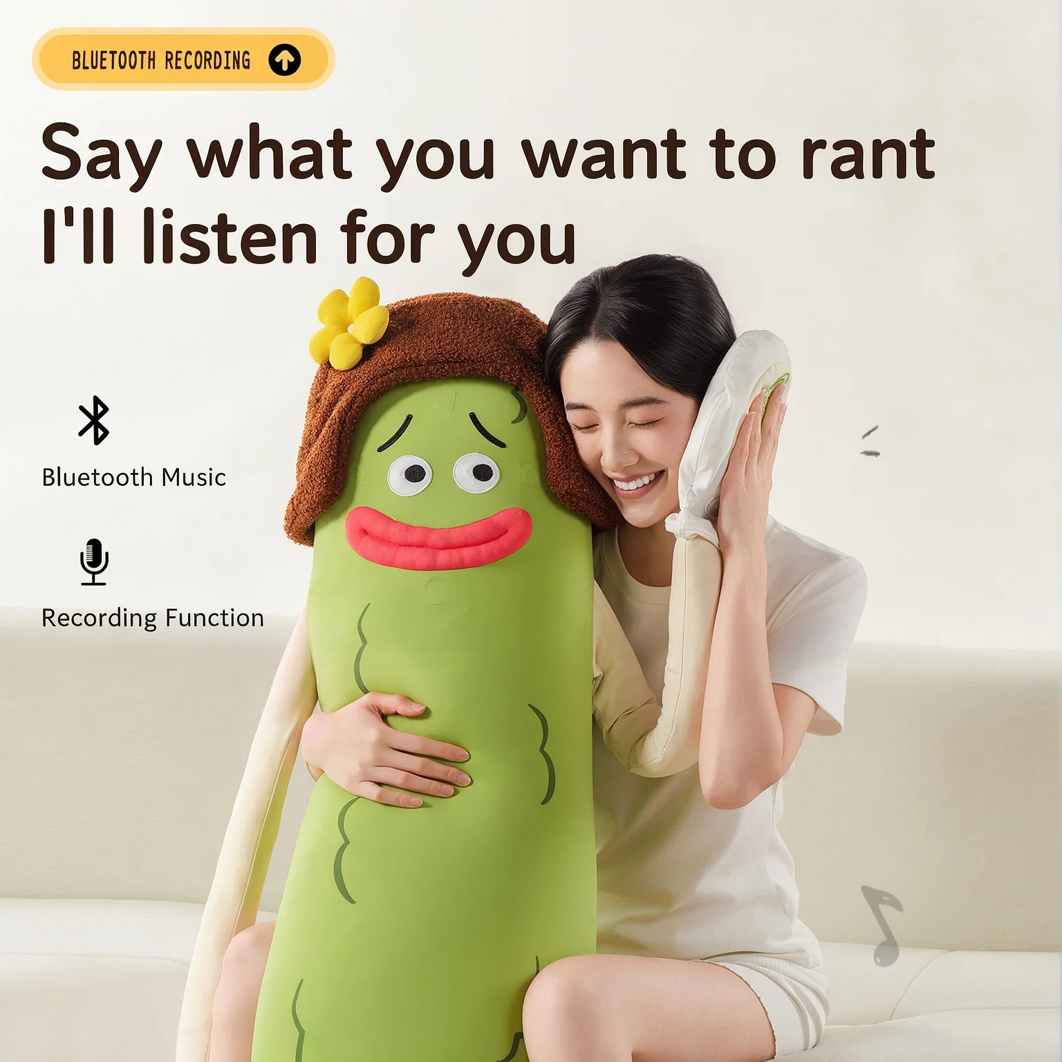Patting Pillow OKYA Bitter Gourd Sleep Aid Long Plush Cushion for Bedtime Relaxation Christmas Gift
