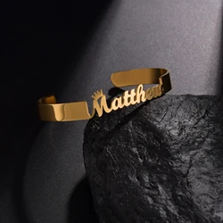 Nextvance Custom Name Bracelet For Women Personalized Stainless Steel 8MM Wide Adjustable Cuff Open Bangle Jewelry Gifts