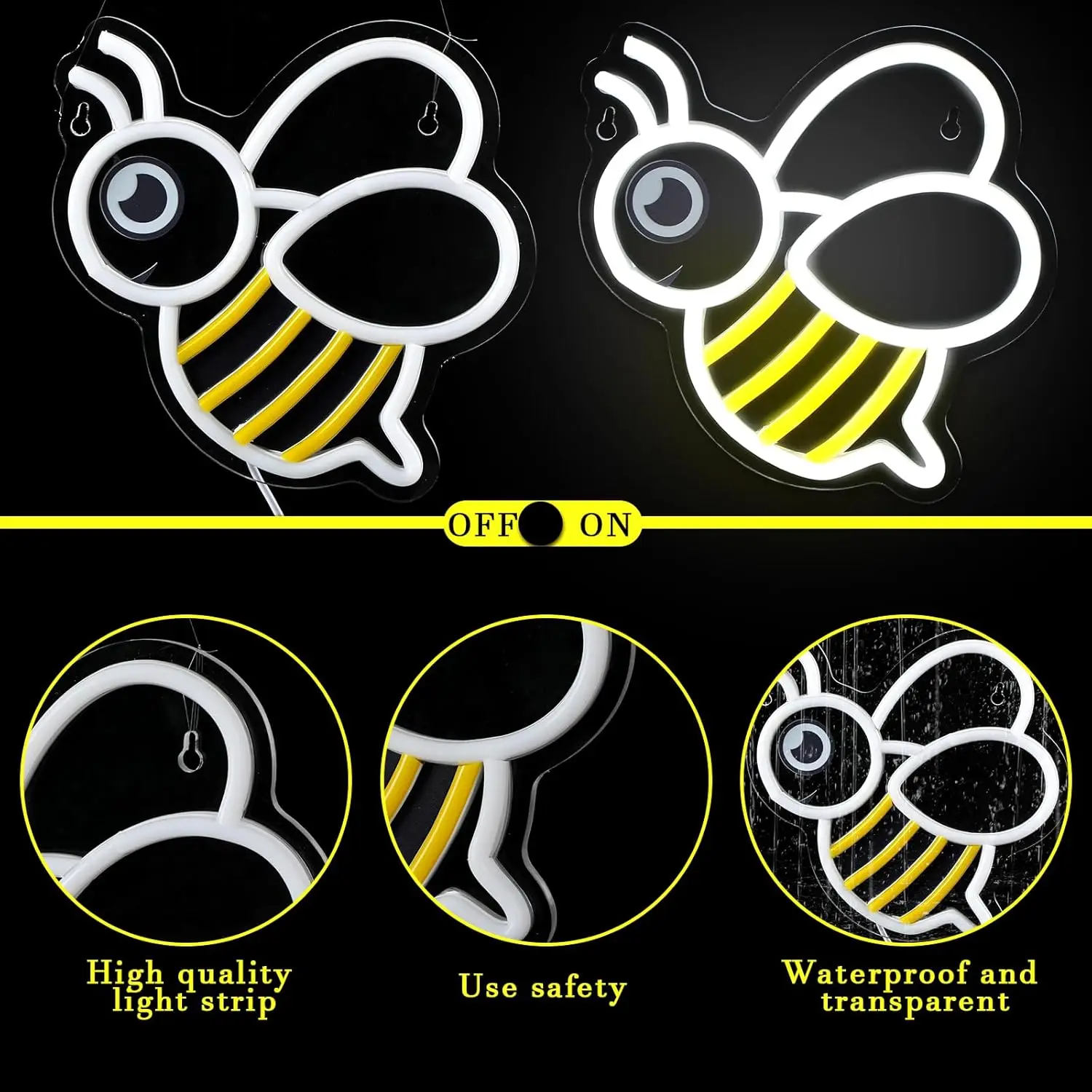 World Bee Day Neon Sign Led lights Living Room Decor Bee Decorative Neon Window Lights for Girls Kids Bedroom Wall Home