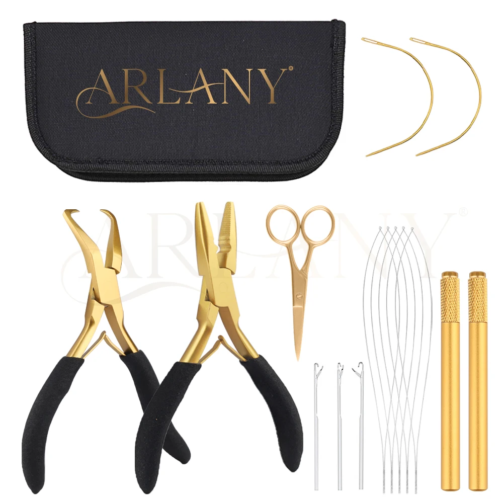 

ARLANY Microlinks Hair Extension Pliers Kit Hair Extension Closer Pliers for Beads Hair Extension Loop Needle Pulling Hook Tool