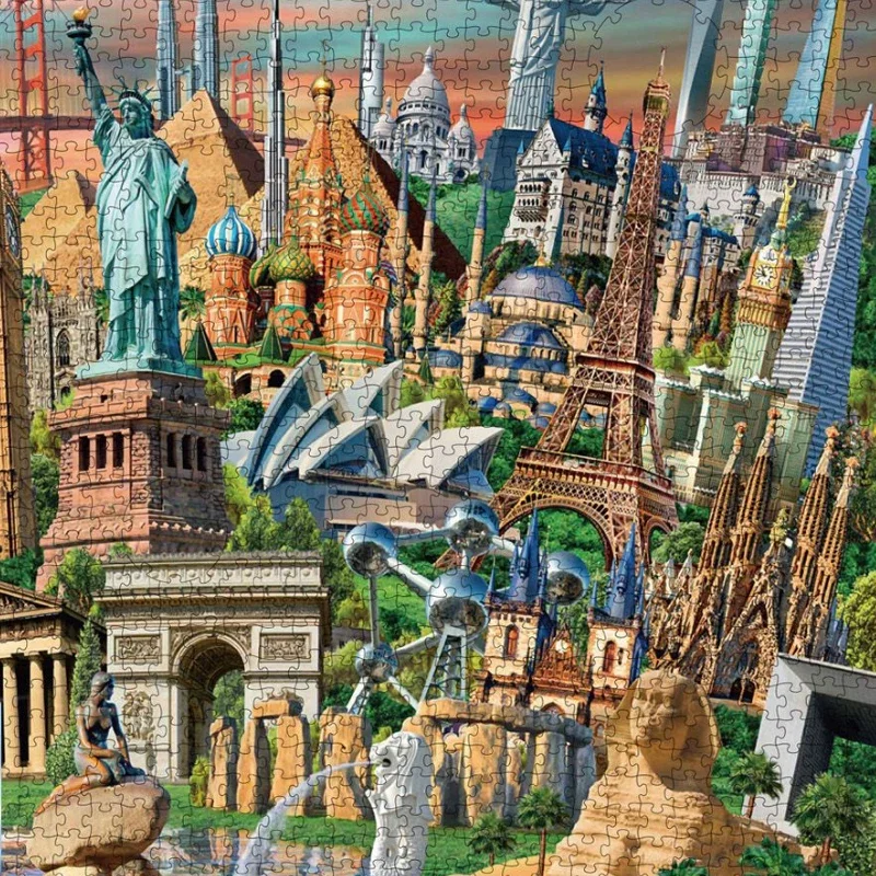 80*60 سنتيمتر الكبار 1500 قطعة ورقة بازل قطع العالم الشهيرة المناظر الطبيعية الخلابة البقع المشهد لوحات الإجهاد الحد لعبة هدية الكريسماس #4