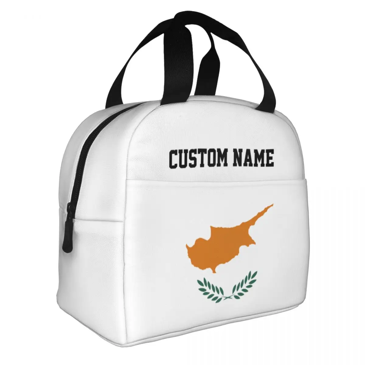 Custom Name Cyprus Lunch Bag Cooler Tote Bag Insulated Thermal Lunch Box Reusable for Men Boys Teen Girls Picnic Travel Work